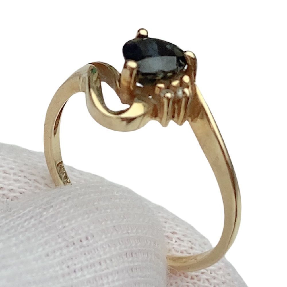 Women’s 14K Heart Blue Sapphire Yellow Gold Ring Sz 6 - Picture 3 of 16